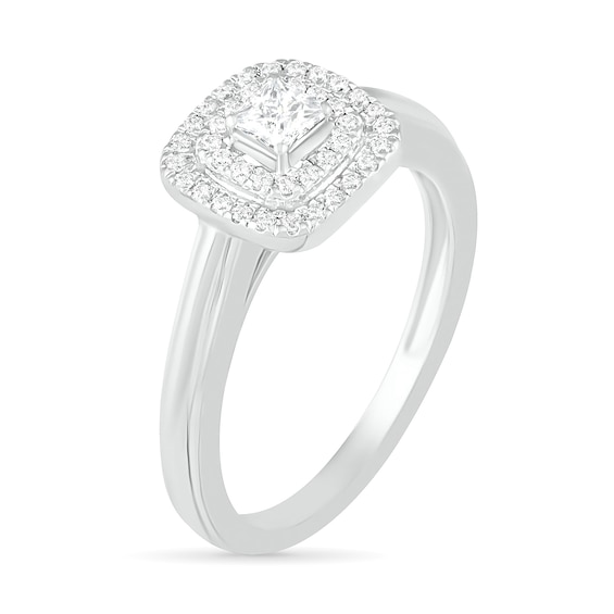 0.37 CT. T.W. Princess-Cut Diamond Double Frame Bridal Set in 10K White Gold