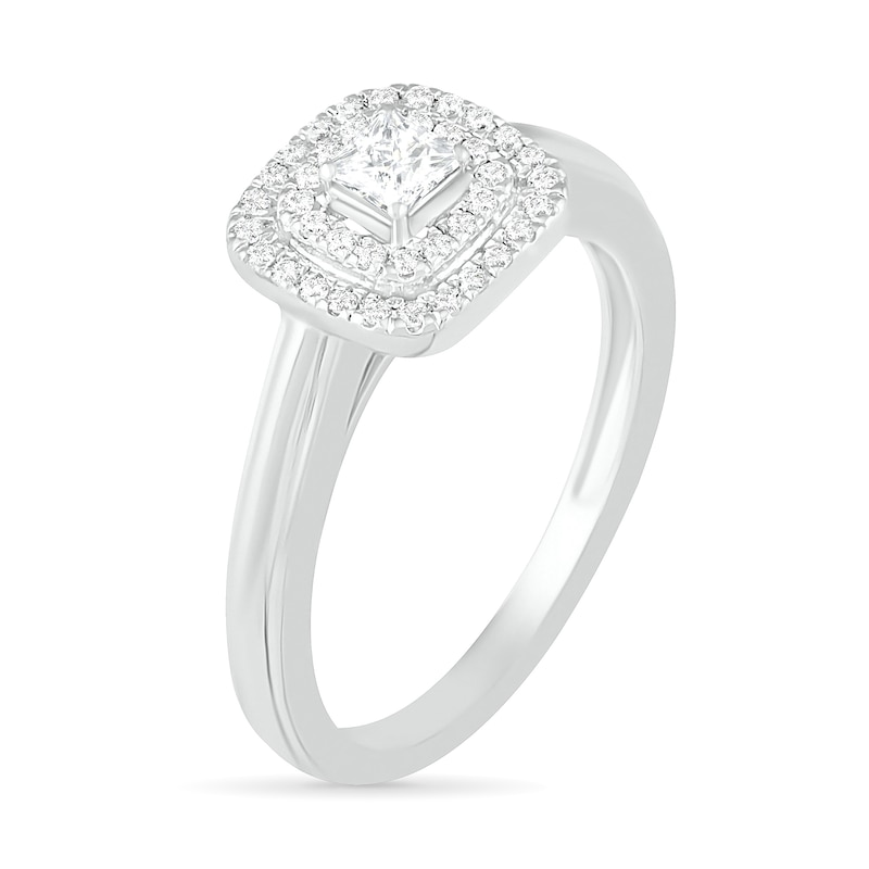 0.37 CT. T.W. Princess-Cut Diamond Double Frame Bridal Set in 10K White Gold