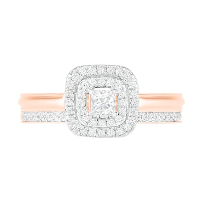 0.37 CT. T.W. Princess-Cut Diamond Double Frame Bridal Set in 10K Rose Gold