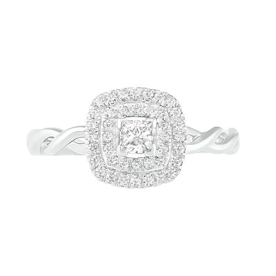 0.37 CT. T.W. Princess-Cut Diamond Double Frame Twist Shank Bridal Set in 10K Gold