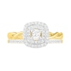 Thumbnail Image 3 of 0.37 CT. T.W. Princess-Cut Diamond Double Frame Twist Shank Bridal Set in 10K Gold