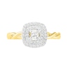 Thumbnail Image 5 of 0.37 CT. T.W. Princess-Cut Diamond Double Frame Twist Shank Bridal Set in 10K Gold