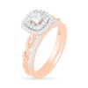Thumbnail Image 1 of 0.37 CT. T.W. Princess-Cut Diamond Double Frame Twist Shank Bridal Set in 10K Rose Gold