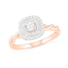 Thumbnail Image 3 of 0.37 CT. T.W. Princess-Cut Diamond Double Frame Twist Shank Bridal Set in 10K Rose Gold