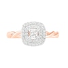 Thumbnail Image 4 of 0.37 CT. T.W. Princess-Cut Diamond Double Frame Twist Shank Bridal Set in 10K Rose Gold