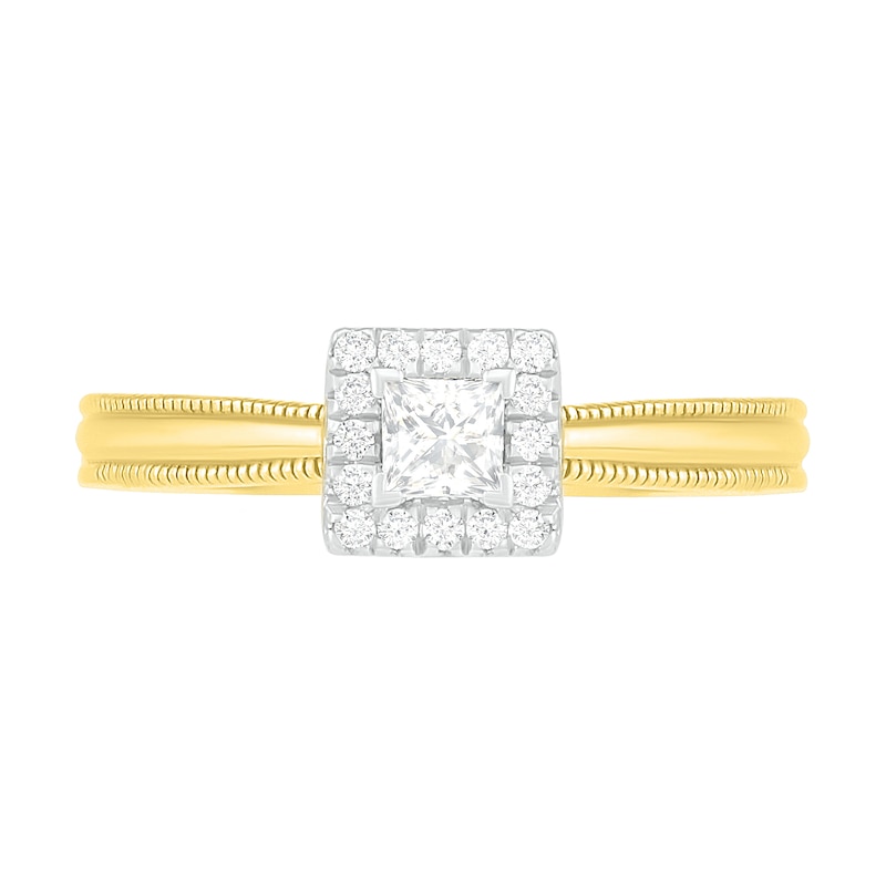 0.29 CT. T.W. Princess-Cut Diamond Frame Vintage-Style Bridal Set in 10K Gold