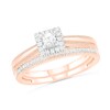 Thumbnail Image 1 of 0.29 CT. T.W. Princess-Cut Diamond Frame Vintage-Style Bridal Set in 10K Rose Gold