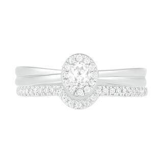 0.29 CT. T.W. Oval Diamond Frame Bridal Set in 10K White Gold