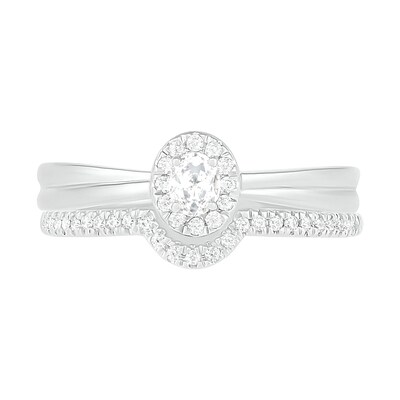 0.29 CT. T.W. Oval Diamond Frame Bridal Set in 10K White Gold