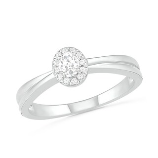 0.29 CT. T.W. Oval Diamond Frame Bridal Set in 10K White Gold