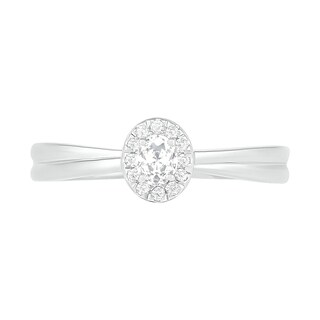 0.29 CT. T.W. Oval Diamond Frame Bridal Set in 10K White Gold
