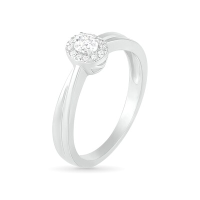 0.29 CT. T.W. Oval Diamond Frame Bridal Set in 10K White Gold