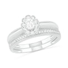 Thumbnail Image 0 of 0.29 CT. T.W. Oval Diamond Scallop Frame Vintage-Style Bridal Set in 10K White Gold
