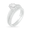 Thumbnail Image 1 of 0.29 CT. T.W. Oval Diamond Scallop Frame Vintage-Style Bridal Set in 10K White Gold