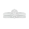 Thumbnail Image 2 of 0.29 CT. T.W. Oval Diamond Scallop Frame Vintage-Style Bridal Set in 10K White Gold