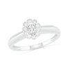 Thumbnail Image 3 of 0.29 CT. T.W. Oval Diamond Scallop Frame Vintage-Style Bridal Set in 10K White Gold