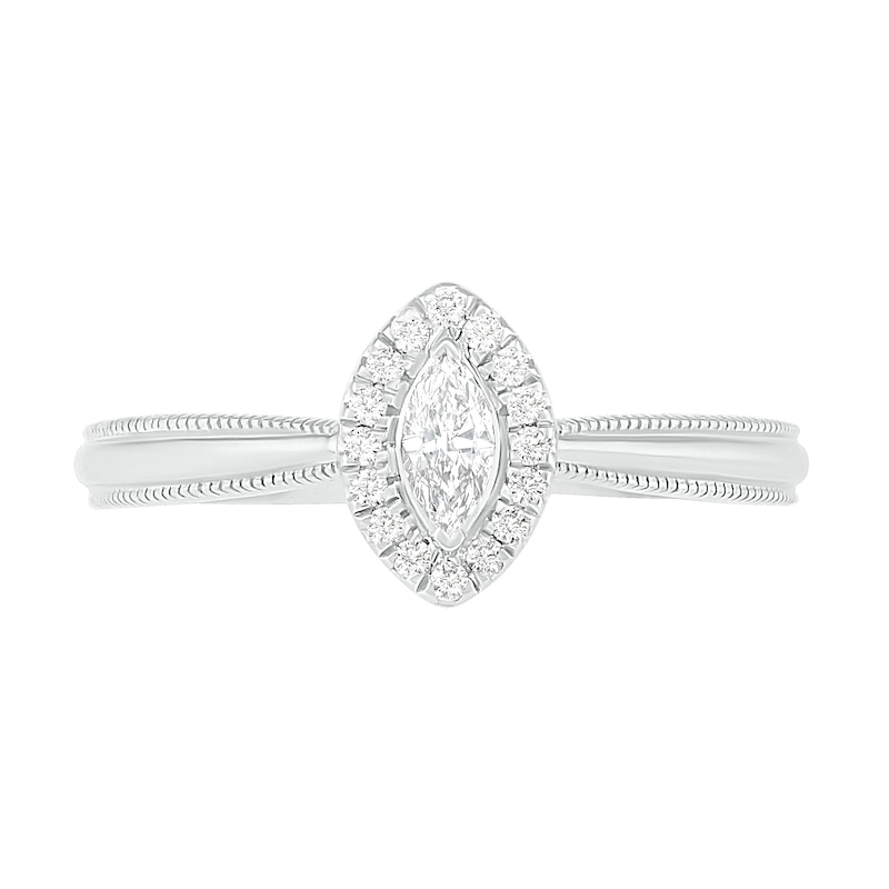 0.29 CT. T.W. Marquise Diamond Frame Vintage-Style Bridal Set in 10K White Gold
