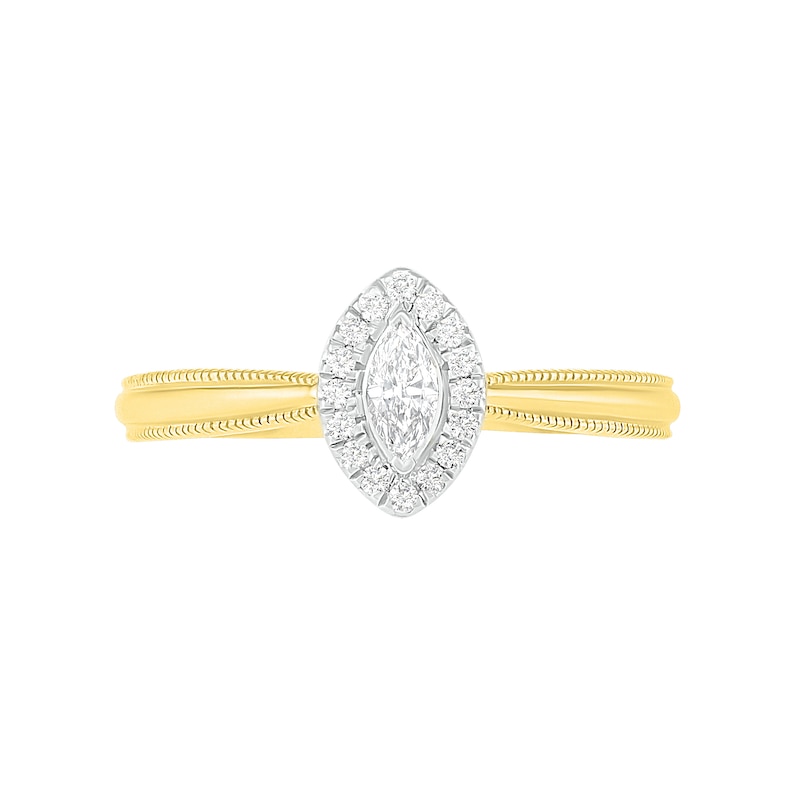 0.29 CT. T.W. Marquise Diamond Frame Vintage-Style Bridal Set in 10K Gold