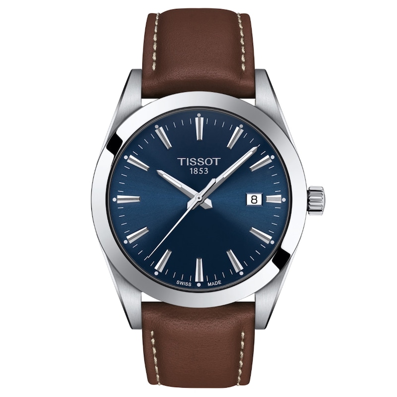 Main Image 1 of Men's Tissot Gentleman Strap Watch with Blue Dial (Model: T127.410.16.041.00)