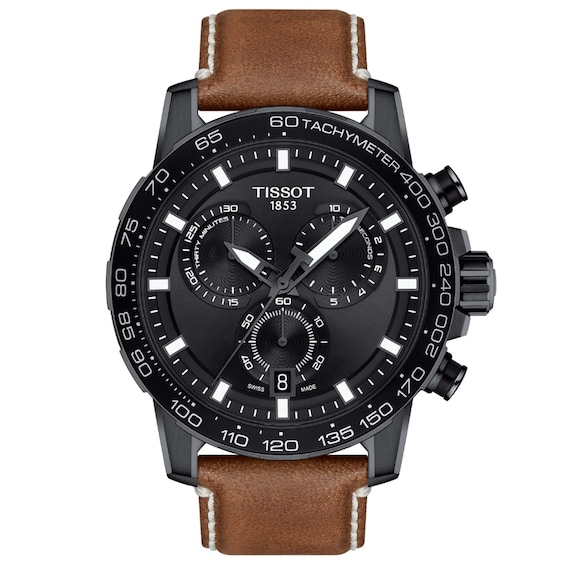 Men's Tissot Supersport Chrono Black PVD Strap Watch with Black Dial (Model: T125.617.36.051.01)