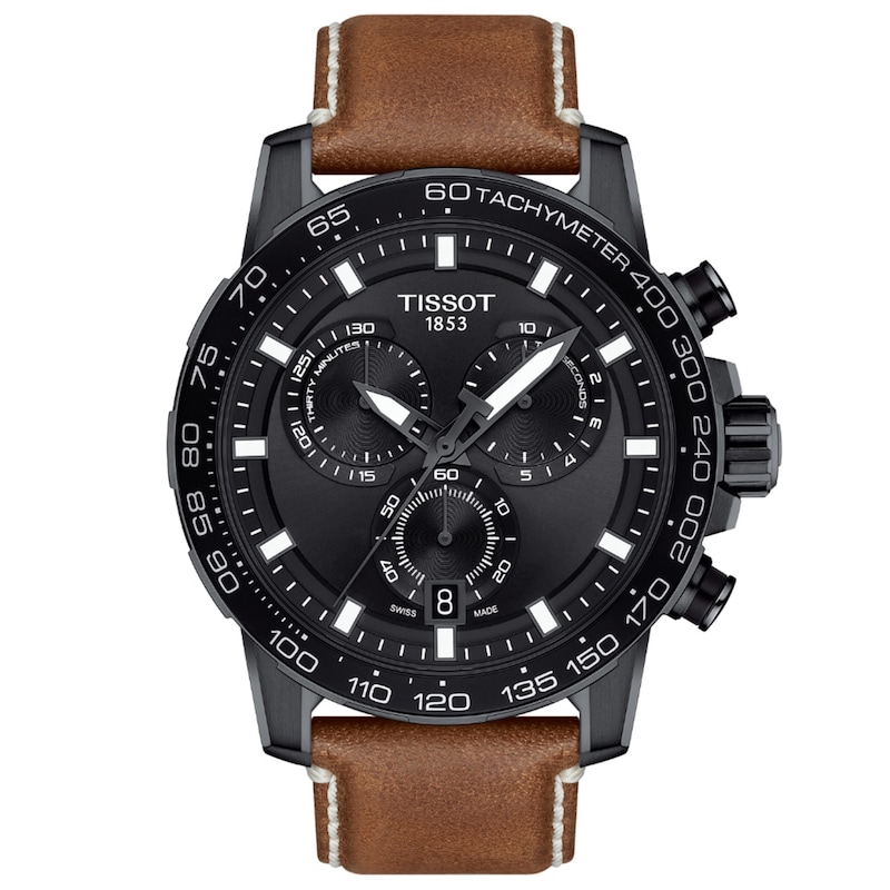 Men's Tissot Supersport Chrono Black PVD Strap Watch with Black Dial (Model: T125.617.36.051.01)|Peoples Jewellers