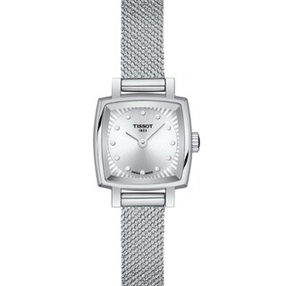 Ladies' Tissot Lovely Diamond Accent Mesh Watch with Square Silver-Tone Dial (Model: T058.109.11.036.00)