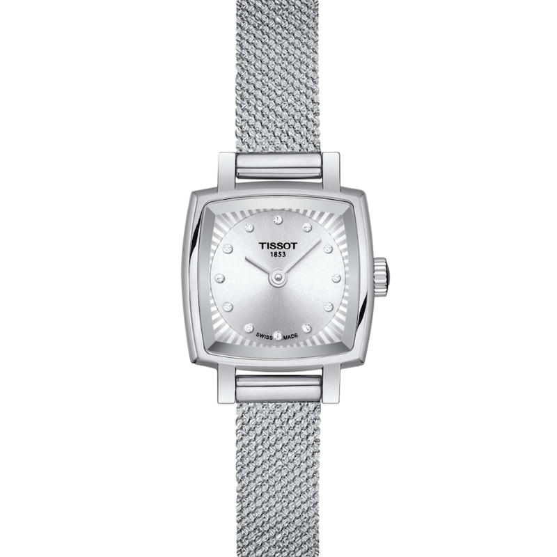 Main Image 1 of Ladies' Tissot Lovely Diamond Accent Mesh Watch with Square Silver-Tone Dial (Model: T058.109.11.036.00)