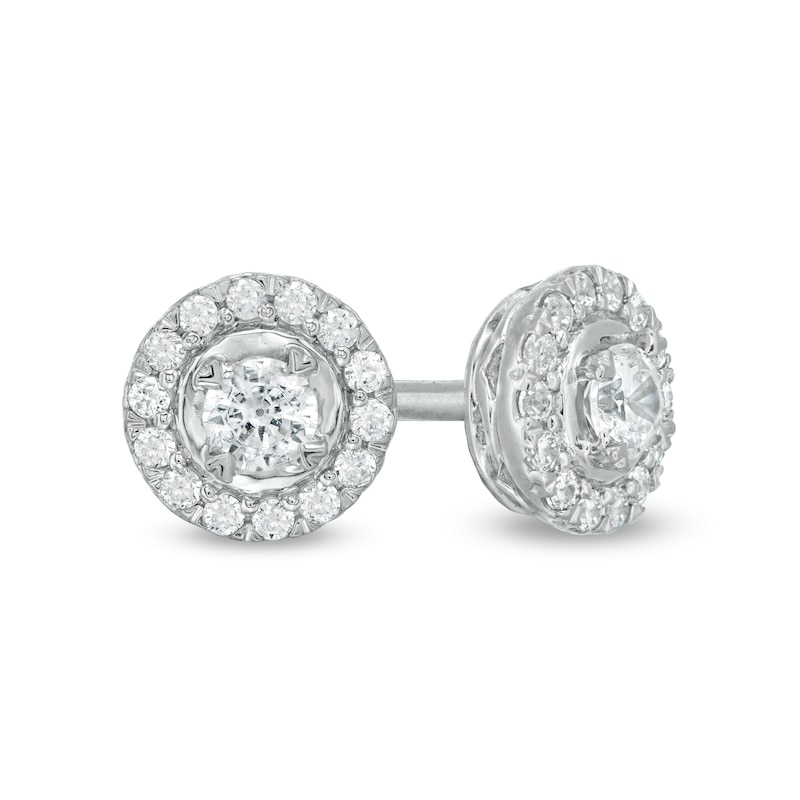 CT. T.W. Diamond Frame Stud Earrings in 10K White Gold (I/I3)|Peoples Jewellers