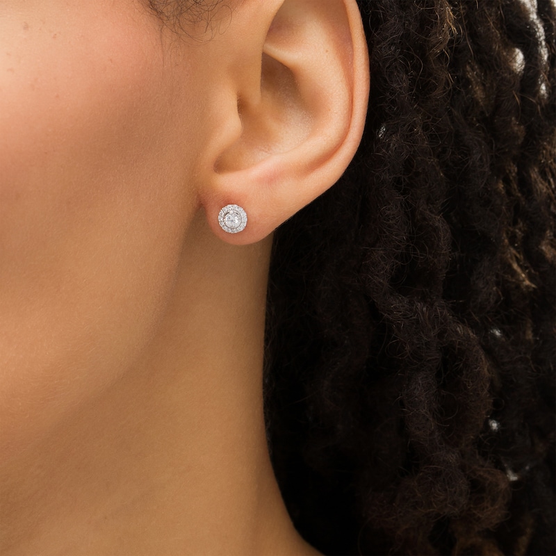 Main Image 2 of 0.25 CT. T.W. Diamond Frame Stud Earrings in 10K White Gold (I/I3)
