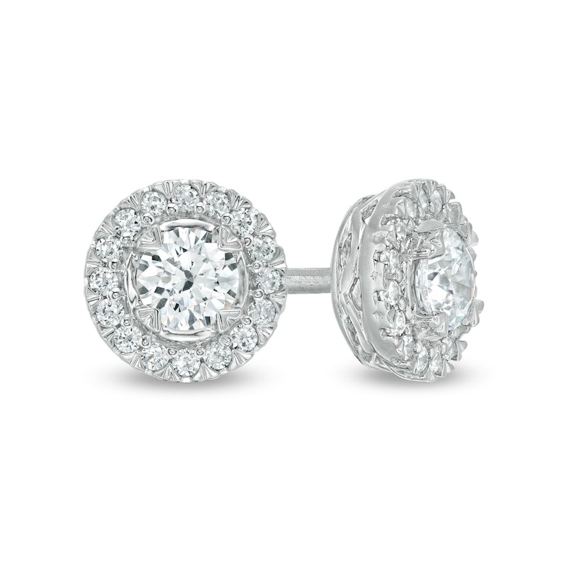 0.50 CT. T.W. Diamond Frame Stud Earrings in 10K White Gold (I/I3)