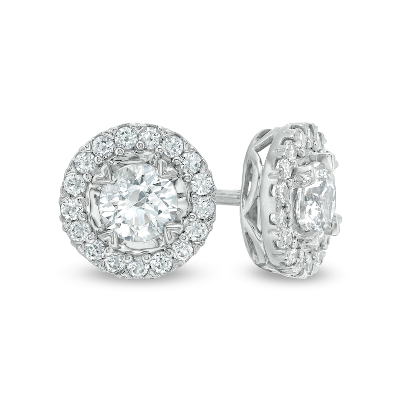 1.00 CT. T.W. Diamond Frame Stud Earrings in 10K White Gold (I/I3)