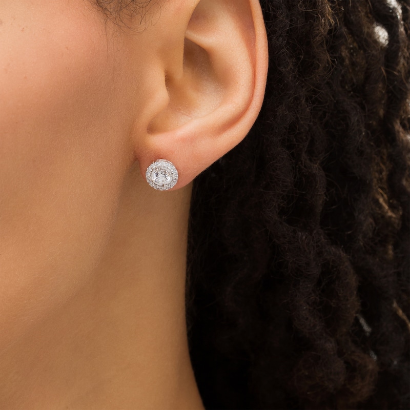 Main Image 2 of 1.00 CT. T.W. Diamond Frame Stud Earrings in 10K White Gold (I/I3)