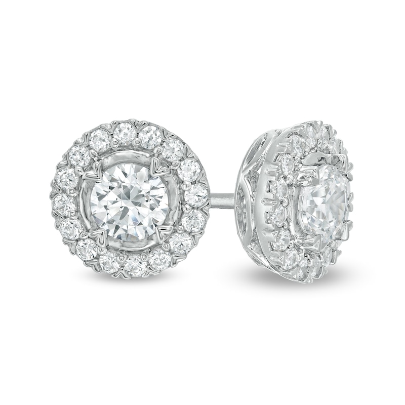 Main Image 1 of 1.25 CT. T.W. Diamond Frame Stud Earrings in 10K White Gold (I/I3)