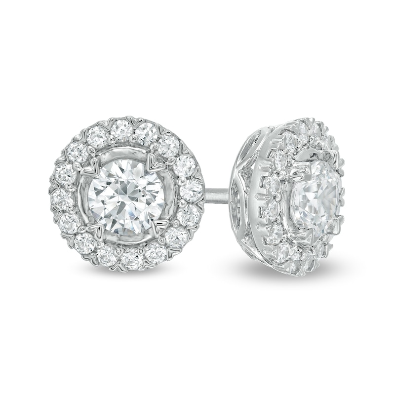 1.25 CT. T.W. Diamond Frame Stud Earrings in 10K White Gold (I/I3)