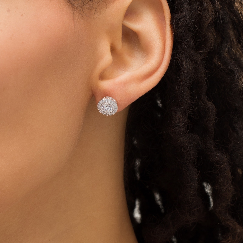 Main Image 2 of 1.25 CT. T.W. Diamond Frame Stud Earrings in 10K White Gold (I/I3)