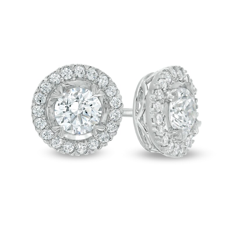 Main Image 1 of 1.50 CT. T.W. Diamond Frame Stud Earrings in 10K White Gold (I/I3)