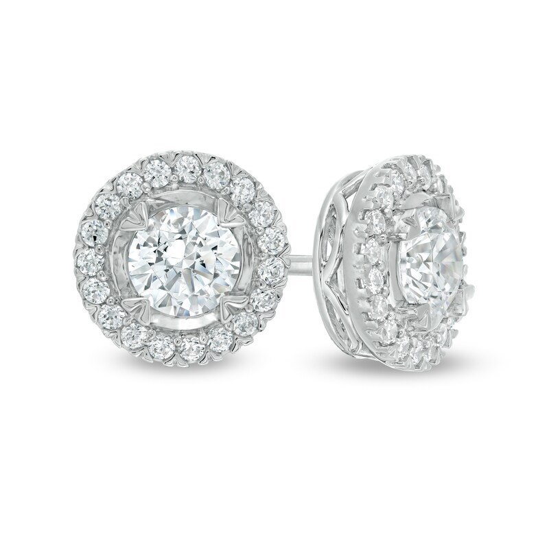 1.50 CT. T.W. Diamond Frame Stud Earrings in 10K White Gold (I/I3)