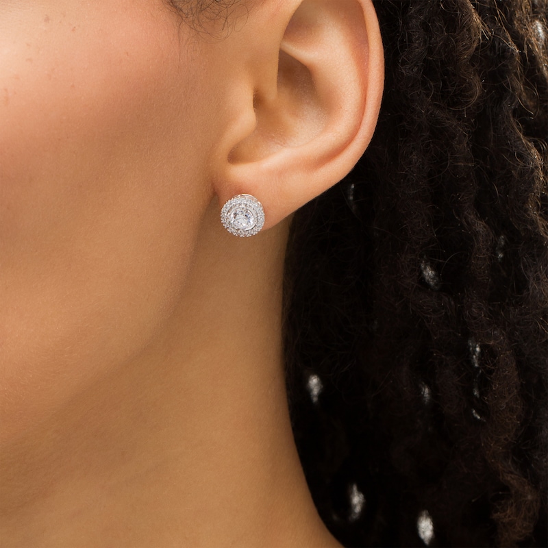 Main Image 2 of 1.50 CT. T.W. Diamond Frame Stud Earrings in 10K White Gold (I/I3)