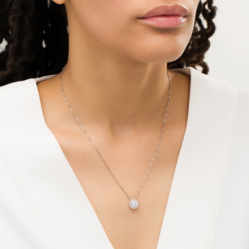 Main Image 2 of 0.50 CT. T.W. Diamond Frame Pendant in 10K White Gold