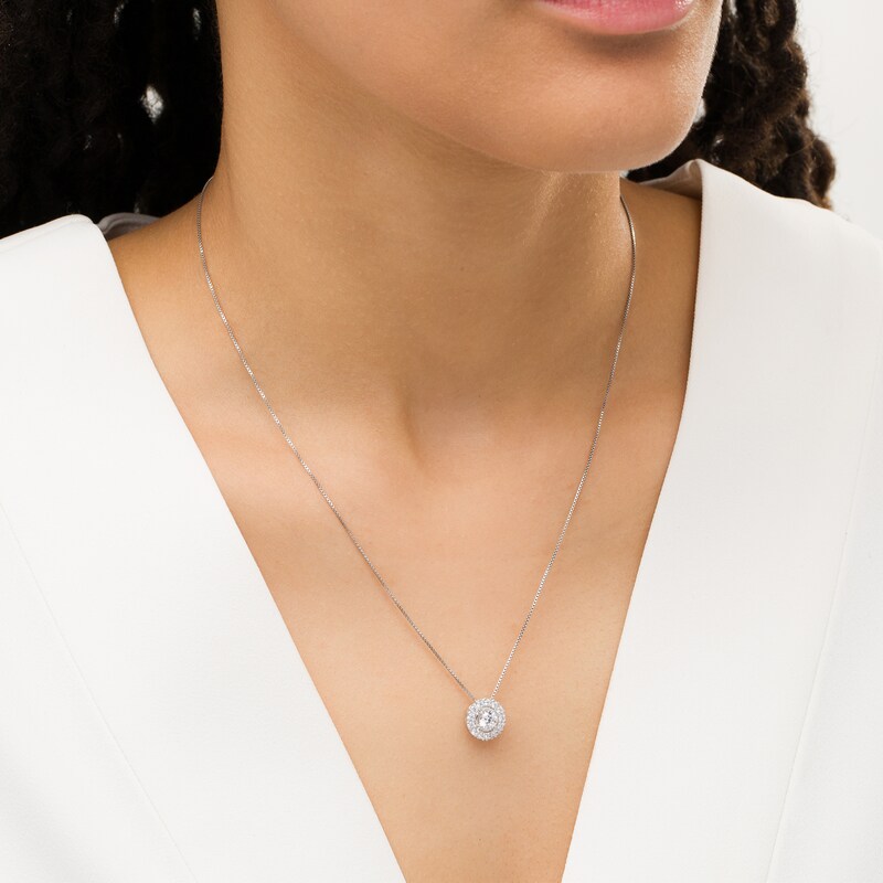 Main Image 2 of 0.75 CT. T.W. Diamond Frame Pendant in 10K White Gold