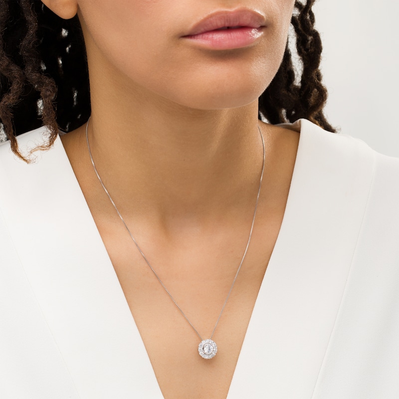 Main Image 2 of 1.25 CT. T.W. Diamond Frame Pendant in 10K White Gold