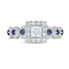Vera Wang Love Collection 0.95 CT. T.W. Princess-Cut Diamond and Blue Sapphire Engagement Ring in 14K White Gold