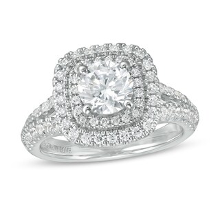 Vera Wang Love Collection 1.69 CT. T.W. Diamond Double Cushion Frame Engagement Ring in 14K White Gold