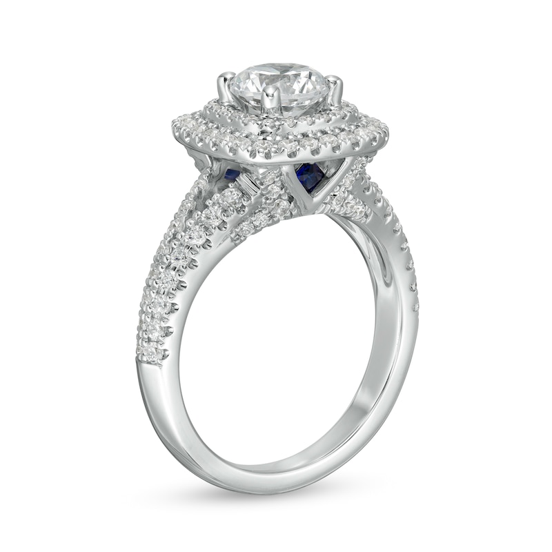 Vera Wang Love Collection 1.69 CT. T.W. Diamond Double Cushion Frame Engagement Ring in 14K White Gold