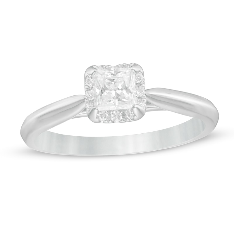 0.62 CT. T.W. Princess-Cut Diamond Frame Engagement Ring in 14K White Gold (I/I2)