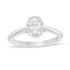 Thumbnail Image 0 of 0.62 CT. T.W. Oval Diamond Frame Engagement Ring in 14K White Gold (I/I2)