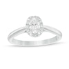 Thumbnail Image 1 of 0.62 CT. T.W. Oval Diamond Frame Engagement Ring in 14K White Gold (I/I2)