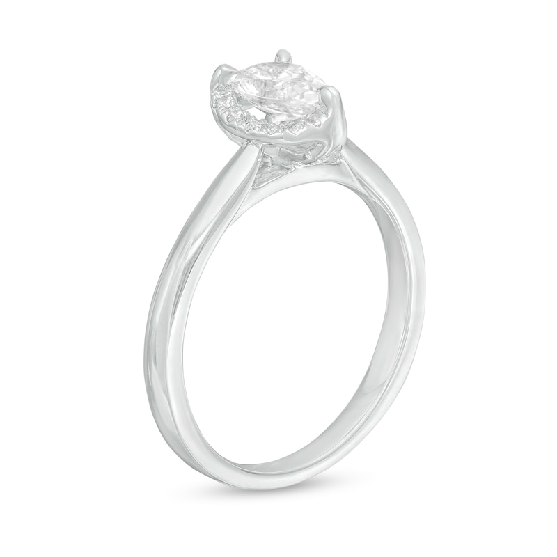 0.62 CT. T.W. Pear-Shaped Diamond Frame Engagement Ring in 14K White Gold (I/I2)