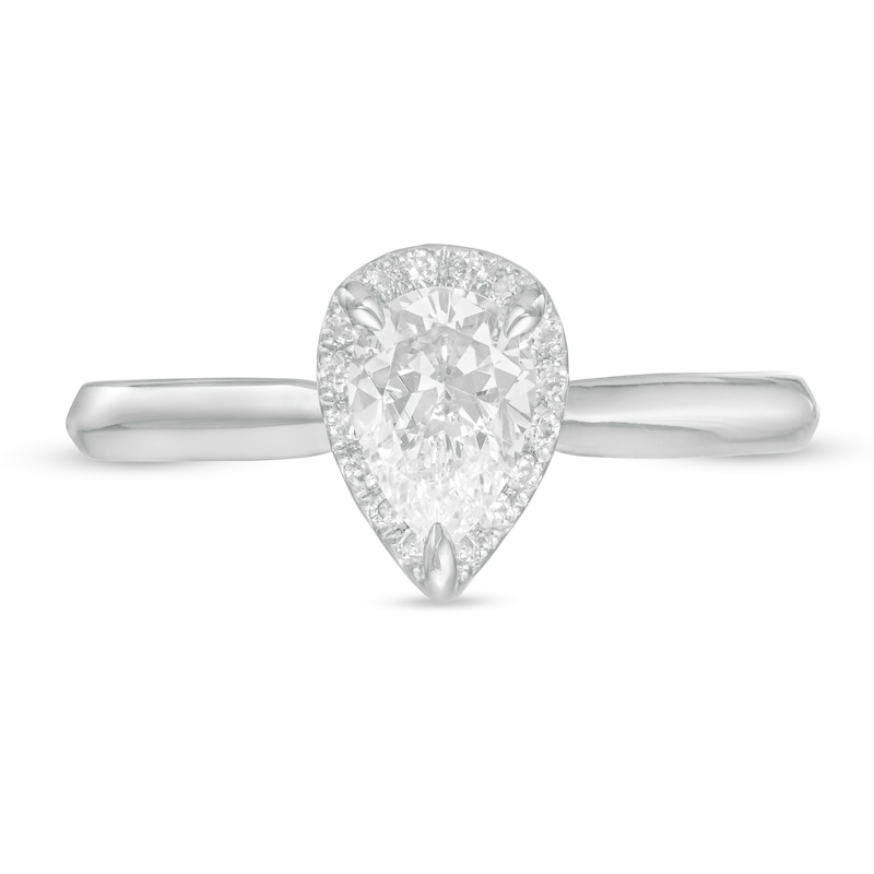 0.62 CT. T.W. Pear-Shaped Diamond Frame Engagement Ring in 14K White Gold (I/I2)
