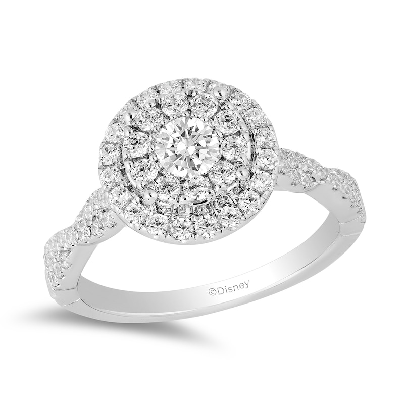 Enchanted Disney Belle 0.95 CT. T.W. Diamond Double Frame Engagement Ring in 14K White Gold